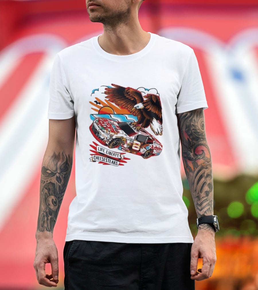 Life Liberty Cheesesteaks Arby's Racing Car Eagle Patriotic T-Shirt
