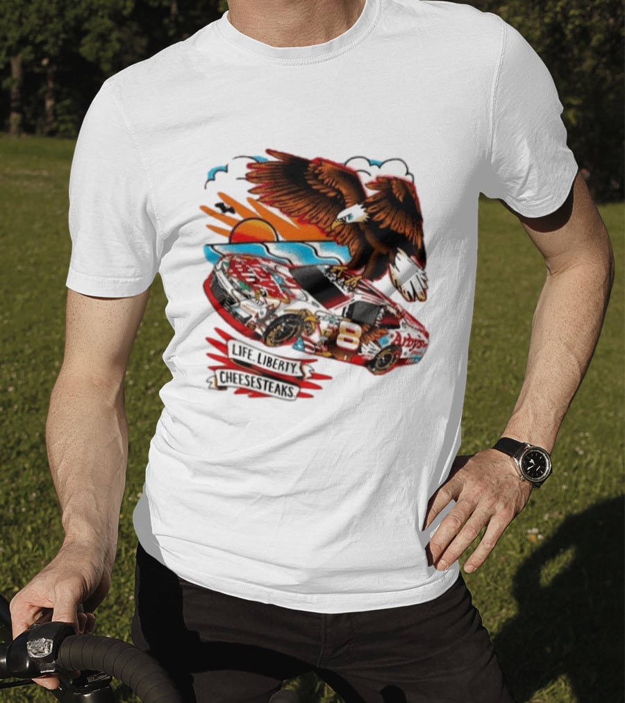 Life Liberty Cheesesteaks Arby's Racing Car Eagle Patriotic T-Shirt