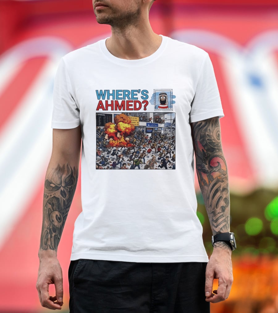 Where's Ahmed September 11 Attacks Cartoon Explosion Scene T-Shirt