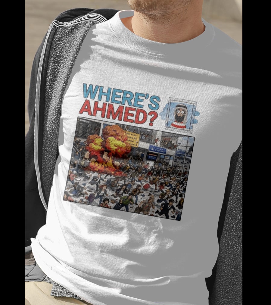Where's Ahmed September 11 Attacks Cartoon Explosion Scene T-Shirt