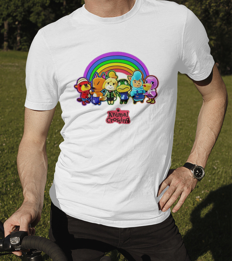 Animal Crossing Rainbow Characters Under Arc T-Shirt