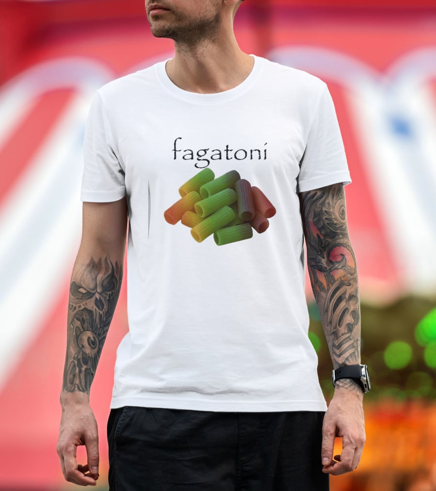 Fagatoni Gay Pasta LGBTQ Pride Multicolor Rigatoni T-Shirt