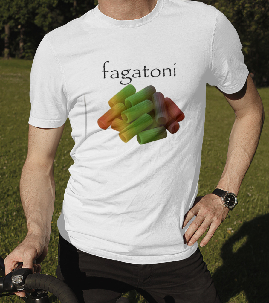 Fagatoni Gay Pasta LGBTQ Pride Multicolor Rigatoni T-Shirt