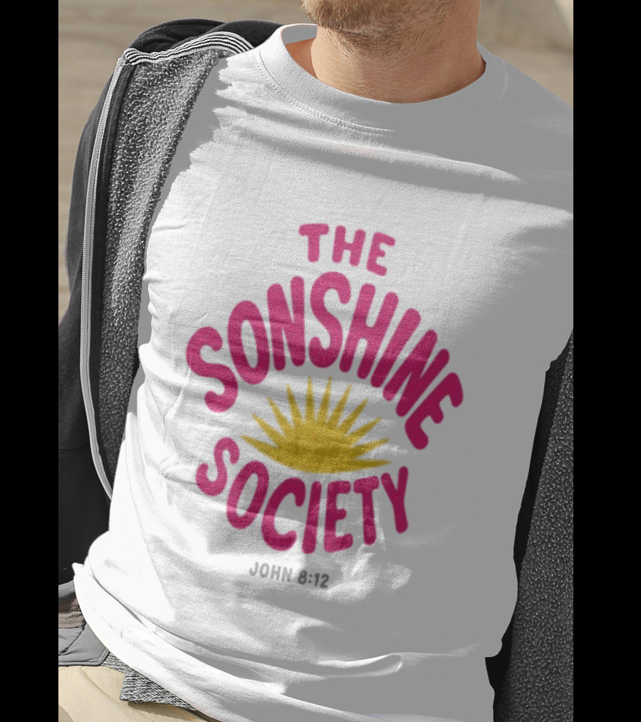 The Sonshine Society John 8 12 Bold Pink Yellow Sunburst T-Shirt