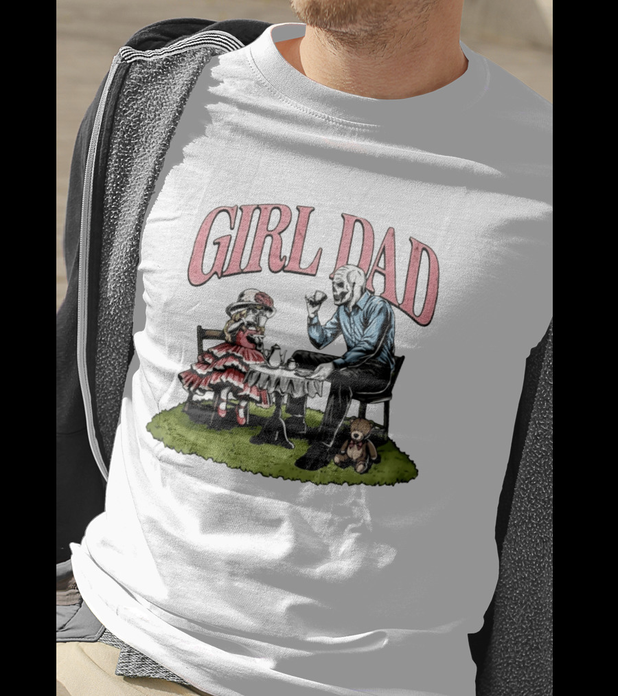 Girl Dad Skeleton Tea Party With Daughter T-Shirt