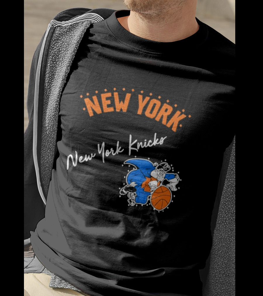Father Knickerbocker New York Knicks Basketball Character Orange And Blue T-Shirt