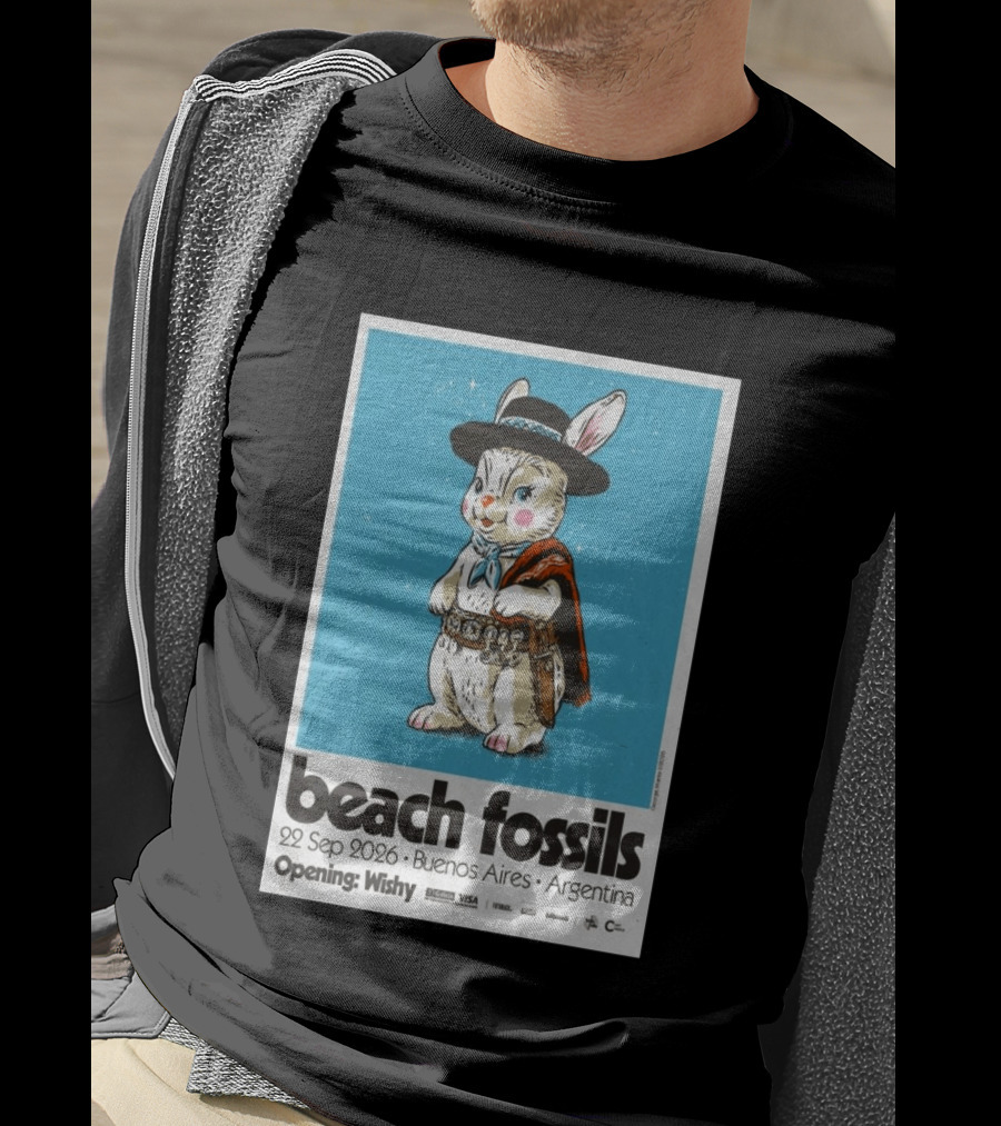 Beach Fossils Buenos Aires 2026 Rabbit Cowboy Concert T-Shirt
