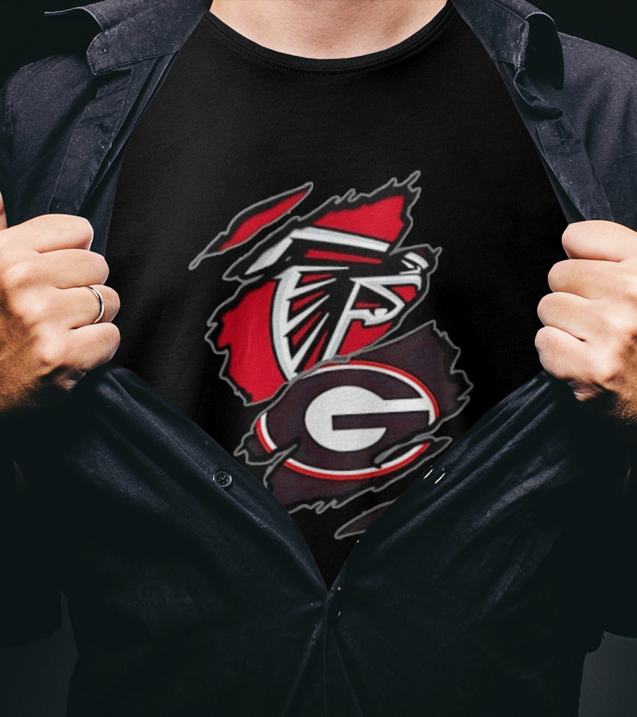 Atlanta Falcons Georgia Bulldogs Two Teams One Heart Scratch T-Shirt