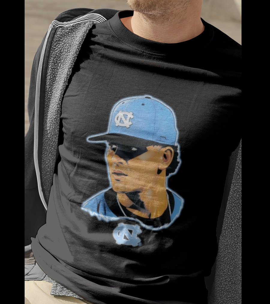 UNC Baseball Player Portrait North Carolina Cap Image T-Shirt