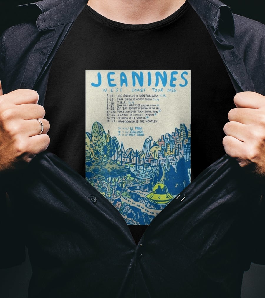 JEANINES West Coast Tour 2026 Cities And Venues T-Shirt