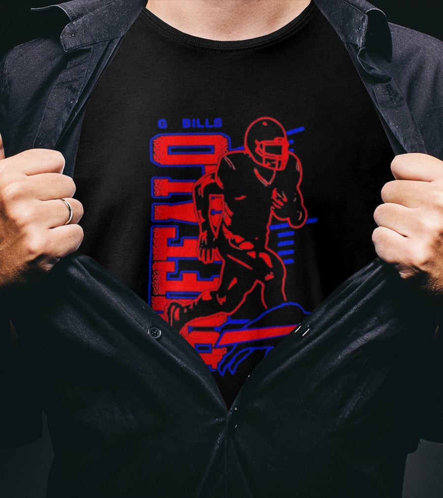 Buffalo Bills Go Bills Football Player Running Action T-Shirt
