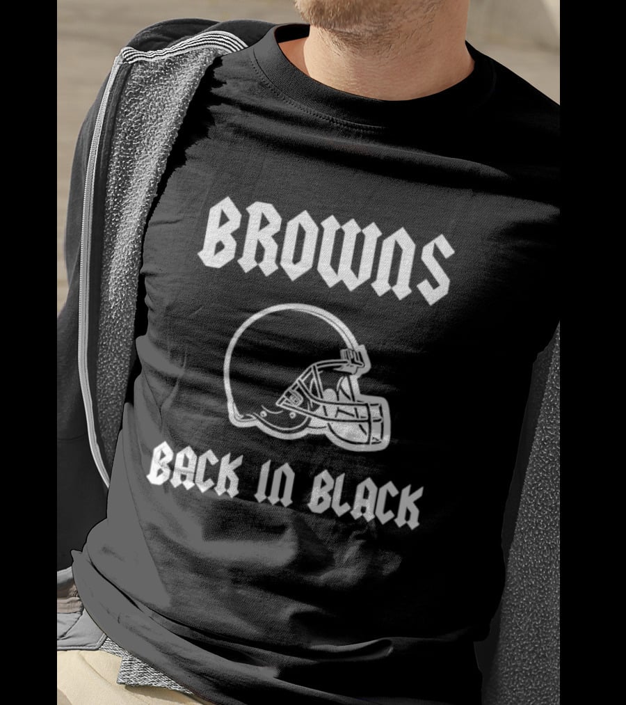 Browns Back In Black Helmet Cleveland Rugby T-Shirt