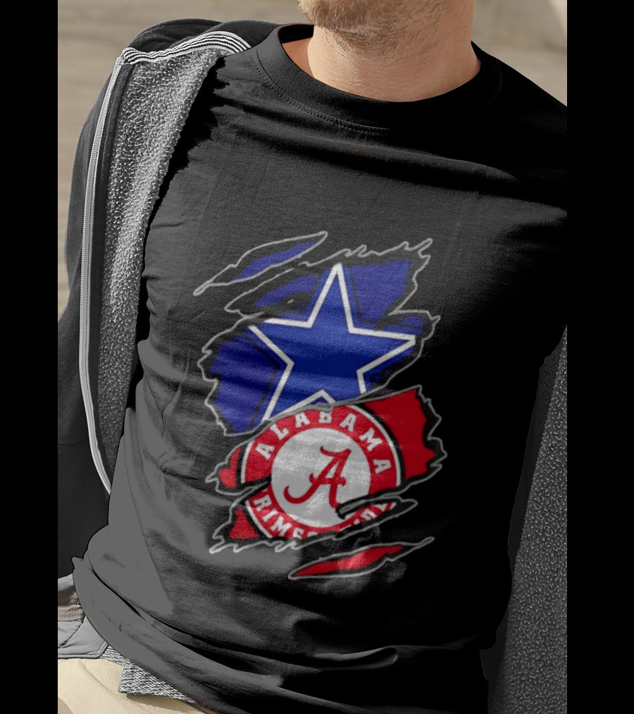Dallas Cowboys Alabama Crimson Tide Two Teams One Heart Scratch T-Shirt