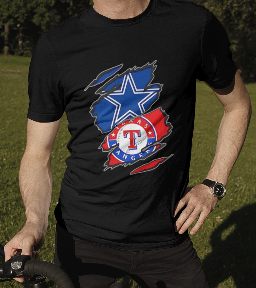 Dallas Cowboys Texas Rangers Two Teams One Heart Scratch T-Shirt
