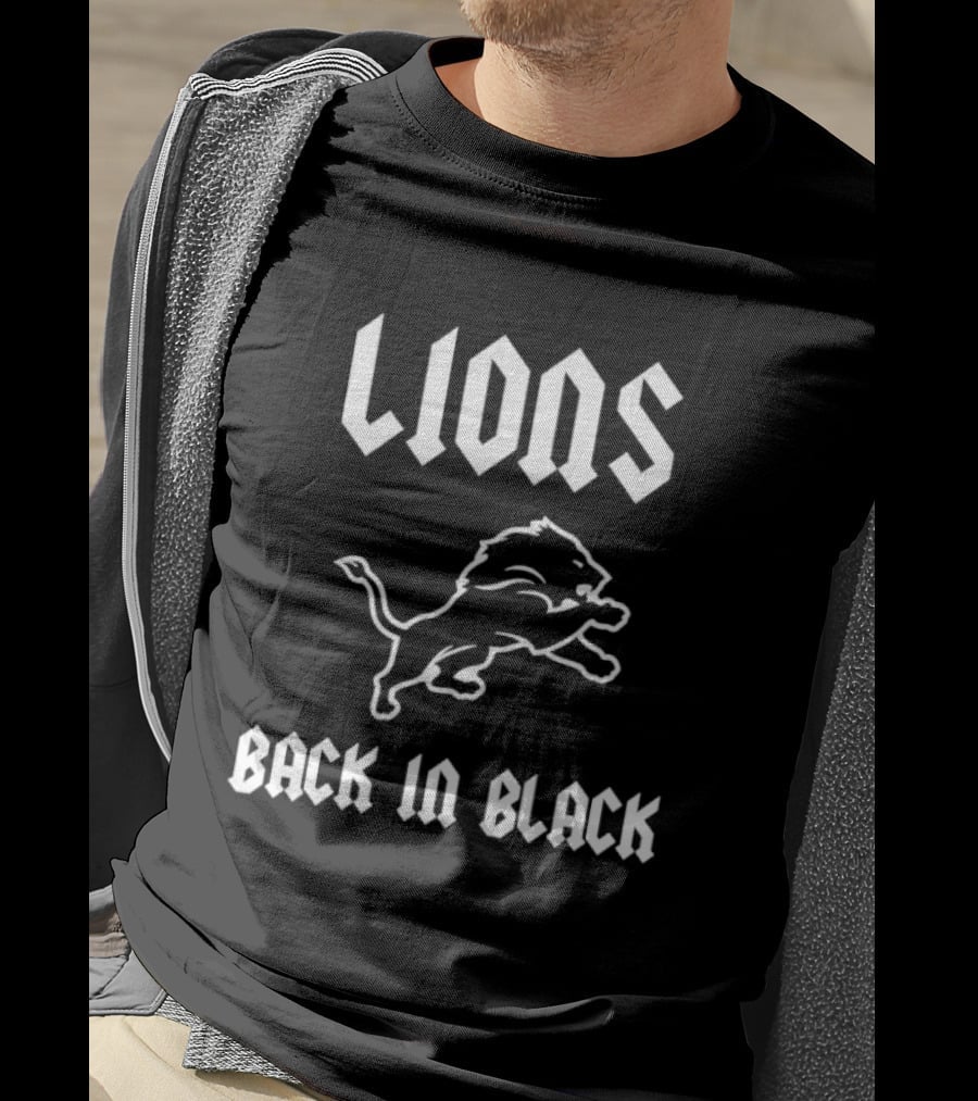 Lions Back In Black Rugby Detriot T-Shirt