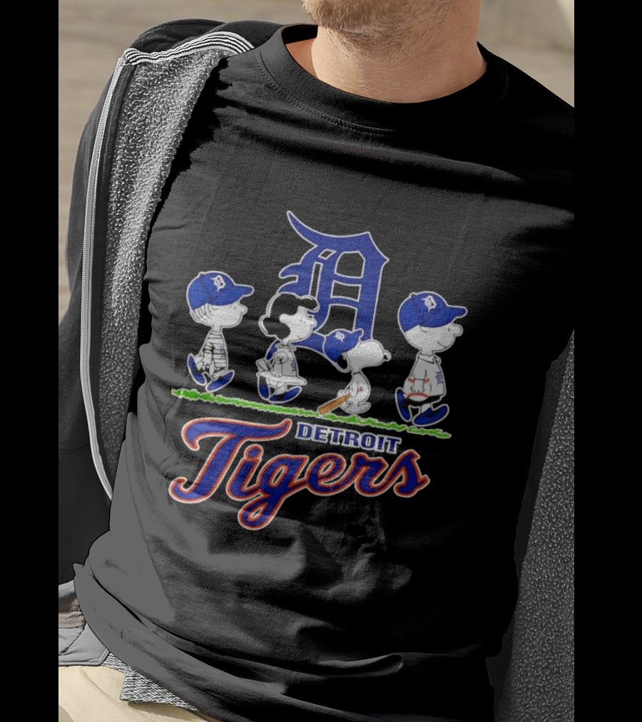 Detroit Tigers Snoopy Charlie Brown Lucy Linus Abbey Road 2026 Collaboration T-Shirt