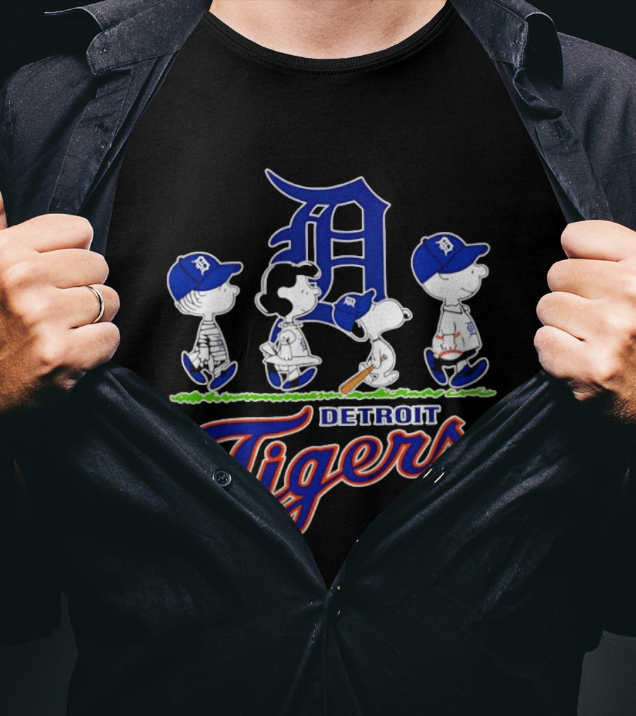 Detroit Tigers Snoopy Charlie Brown Lucy Linus Abbey Road 2026 Collaboration T-Shirt