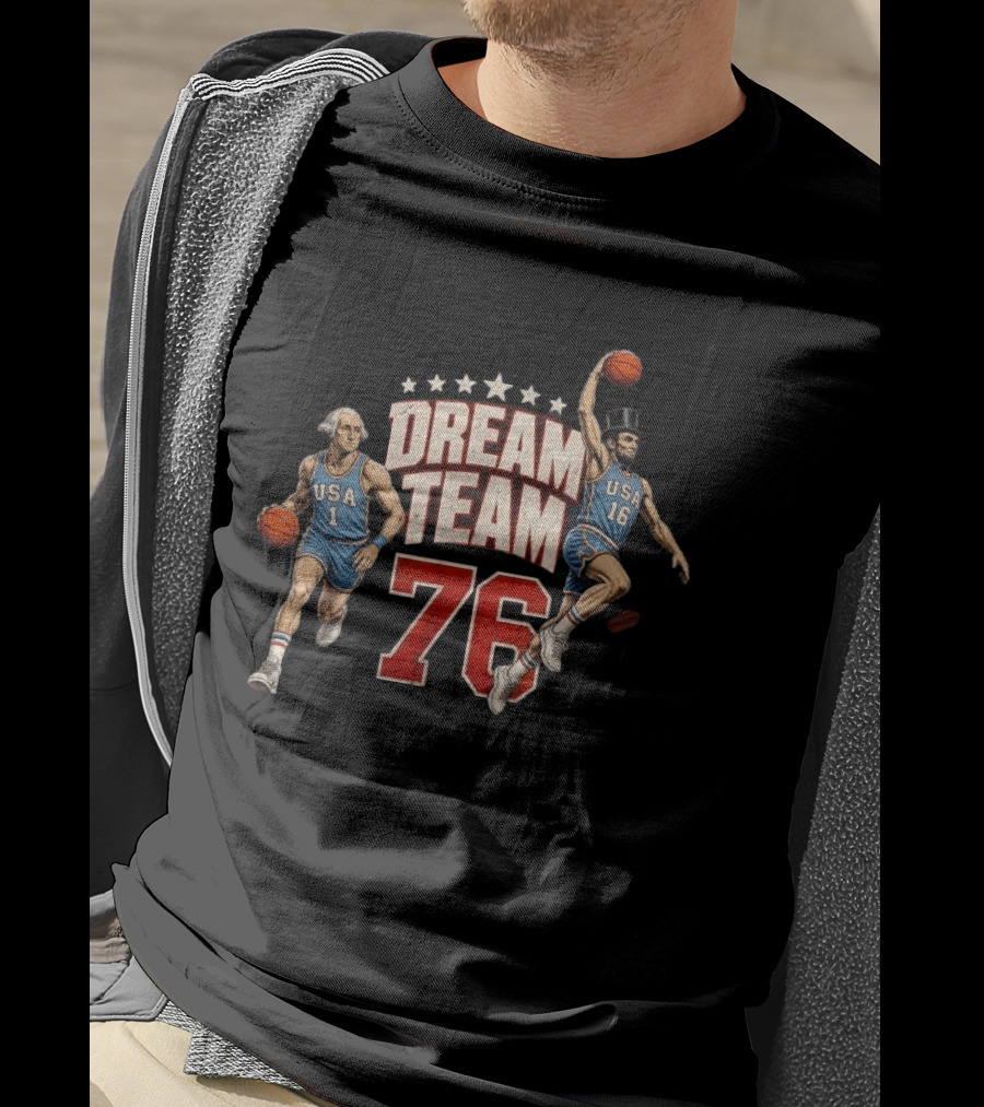 Dream Team 76 Since 1776 2026 4th Of July Basketball 250 Years T-Shirt