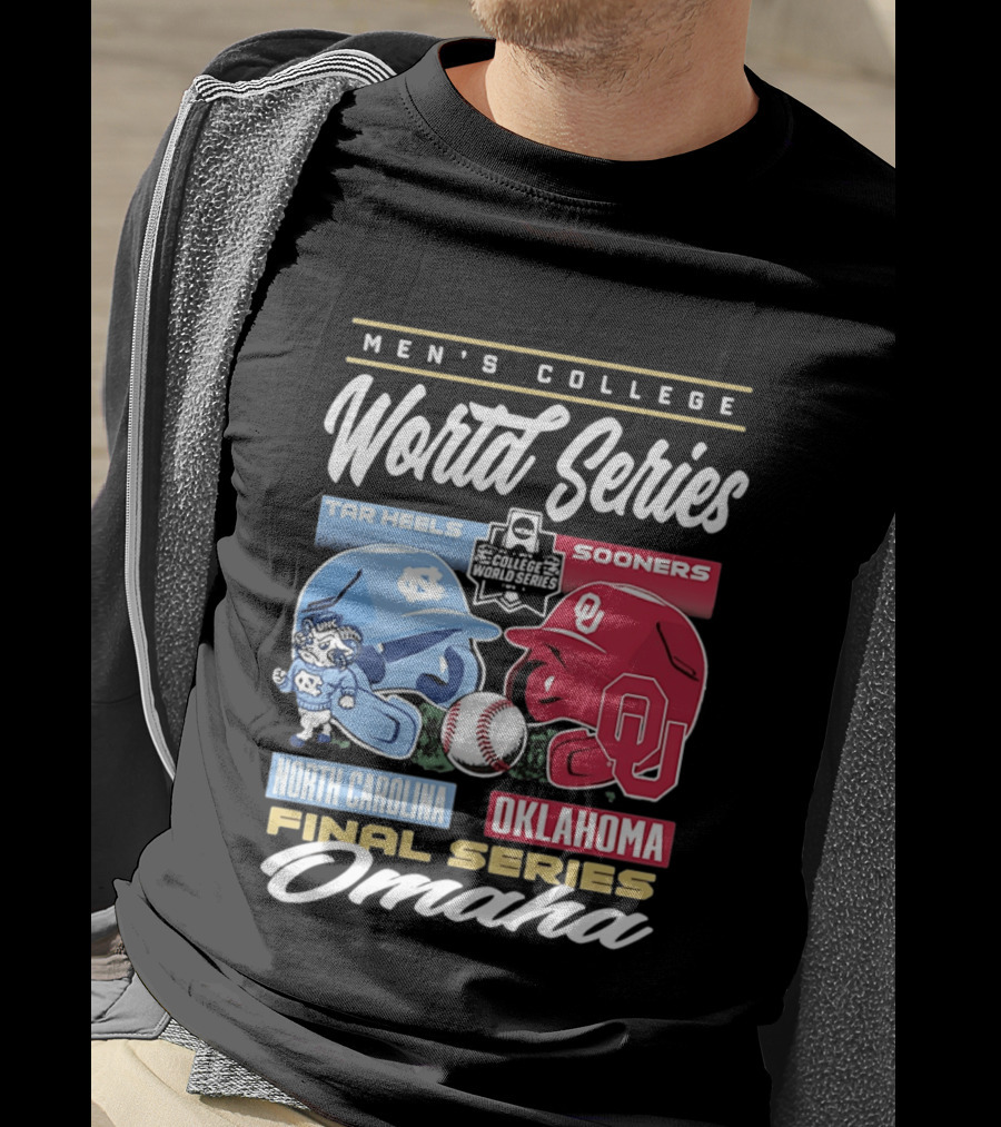 Men's College World Series Tar Heels Sooners North Carolina Oklahoma Final Series Omaha T-Shirt