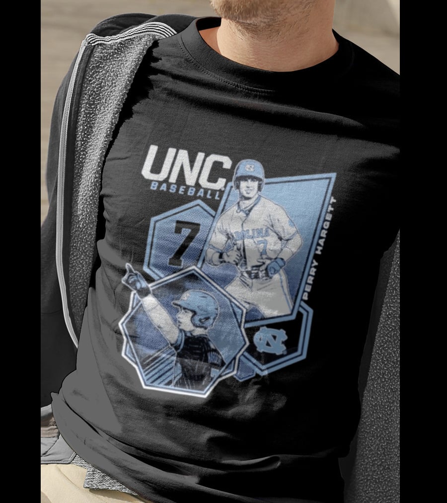 UNC Baseball Perry Hargett 7 North Carolina Collage T-Shirt