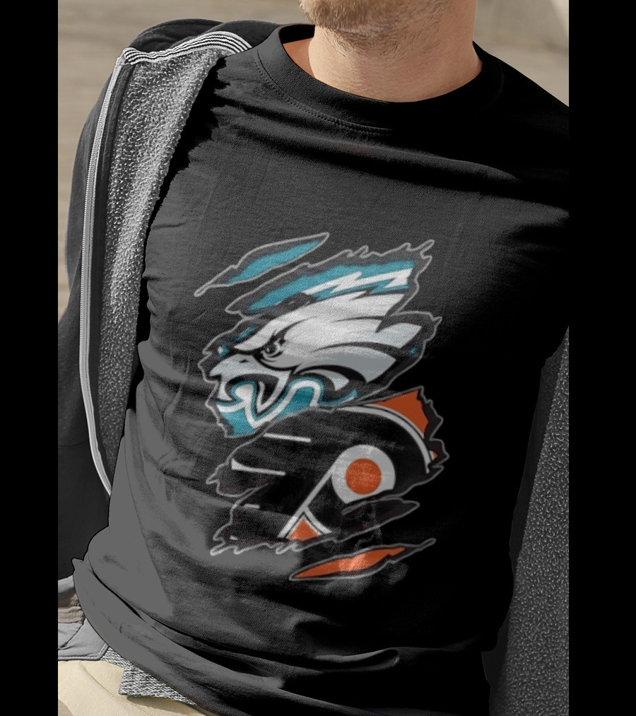 Philadelphia Eagles And Philadelphia Flyers Two Teams One Heart T-Shirt