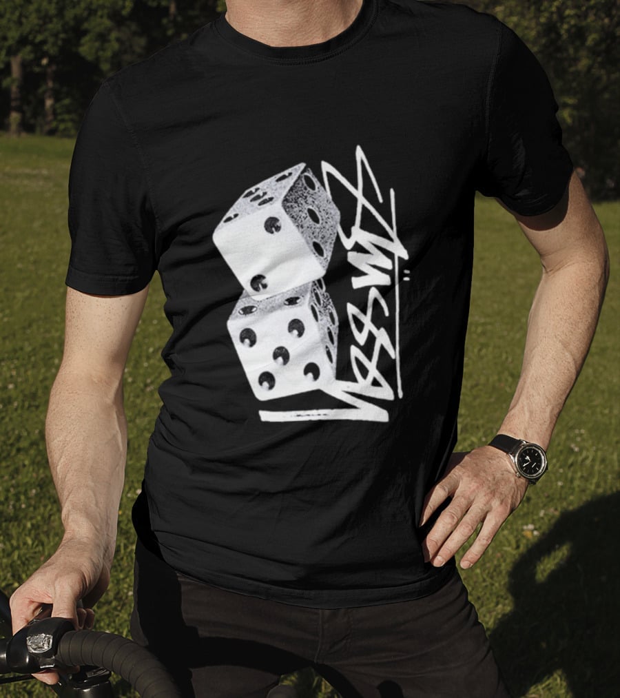 Pla Skateboarding Stussy Dice Stacked Six Side Metal T-Shirt