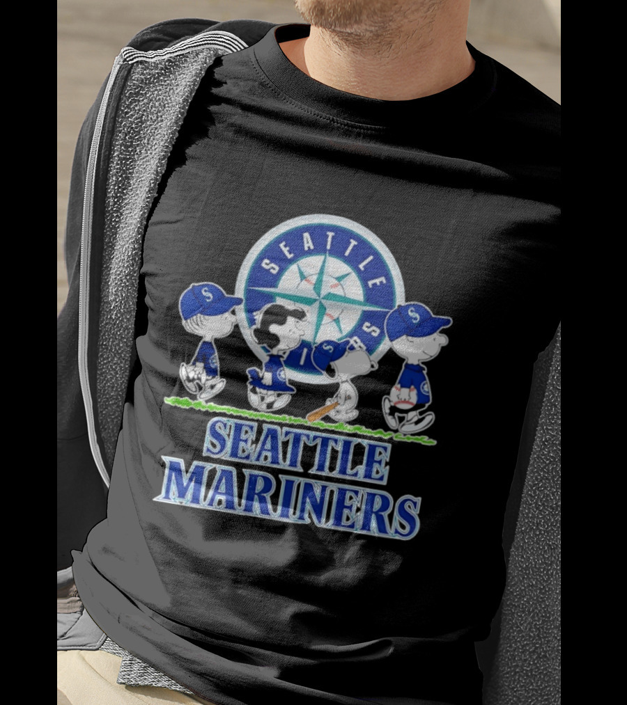Seattle Mariners Snoopy Charlie Brown Lucy Linus Abbey Road Crossover 2026 T-Shirt