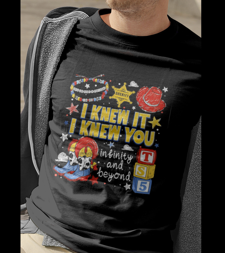 Sheriff Toy Story Cowboy Boots Infinity Blocks Badge I Knew It I Knew You T-Shirt