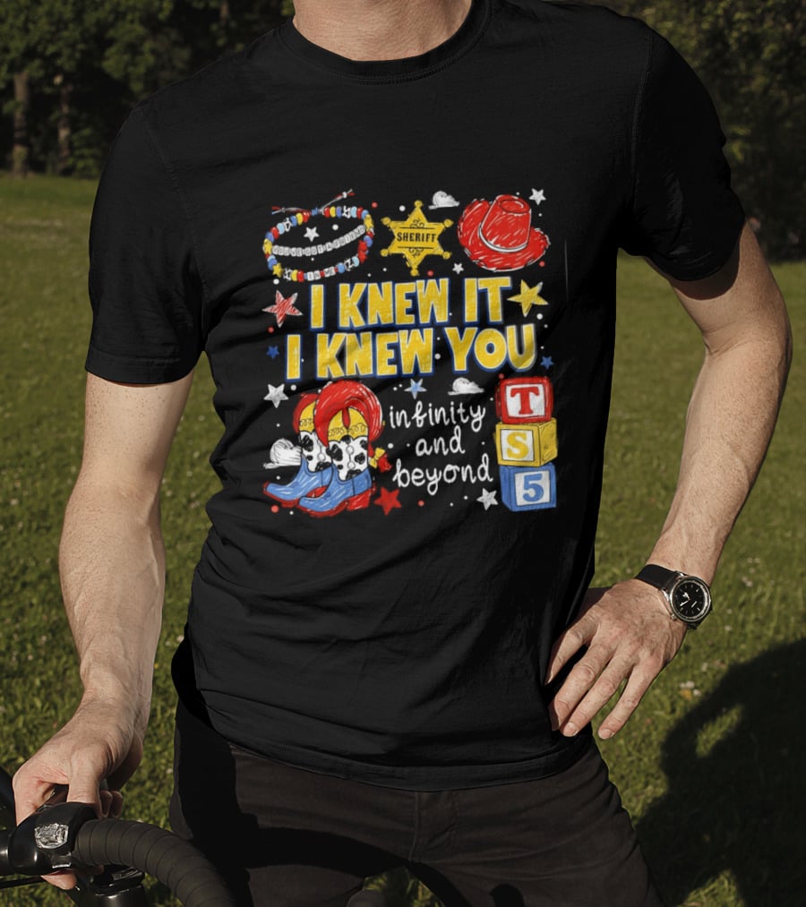 Sheriff Toy Story Cowboy Boots Infinity Blocks Badge I Knew It I Knew You T-Shirt