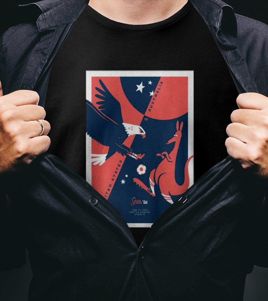 United States Vs Australia June 19 2026 Seattle Stadium Soccer Match T-Shirt