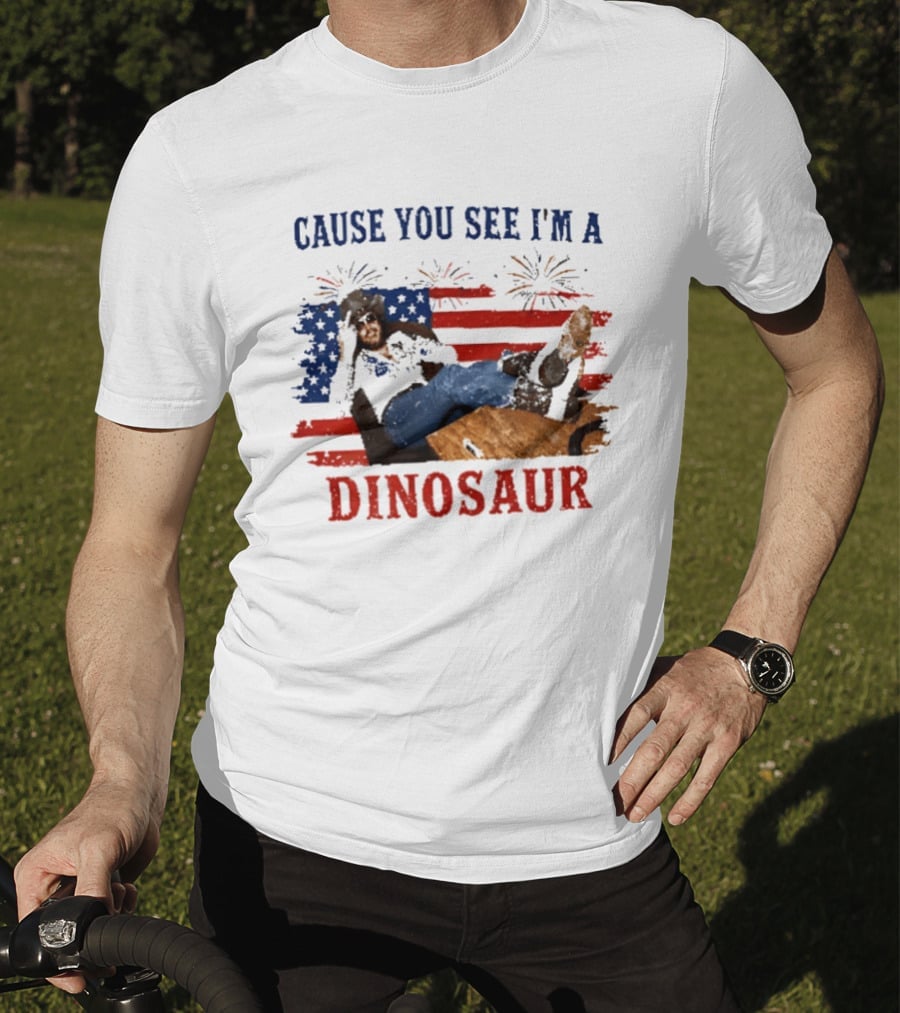 Cause You See I'm A Dinosaur Hank Williams Jr Country Music Western Patriotic 4th Of July Cowboy T-Shirt