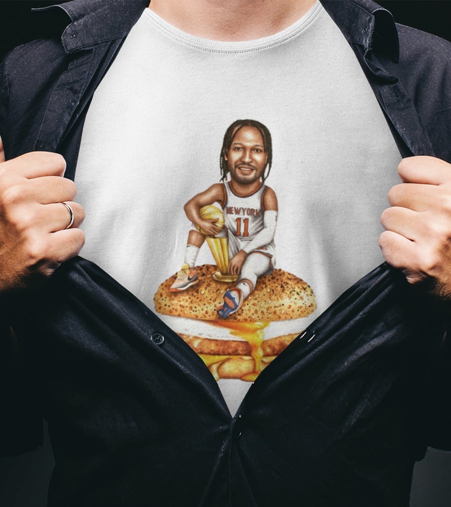 Jalen Brunson New York Knicks Basketball Trophy Egg And Cheese Sandwich T-Shirt
