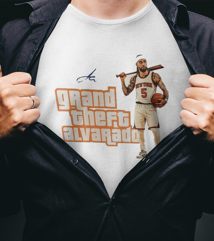 Grand Theft Alvarado New York Knicks Basketball Player T-Shirt