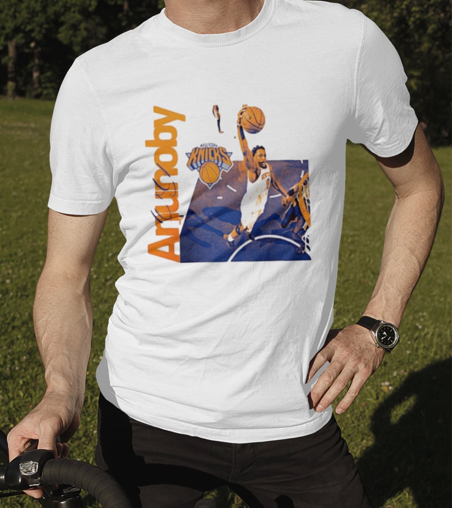 New York Knicks OG Anunoby Player Hype Dunking Action Scene T-Shirt