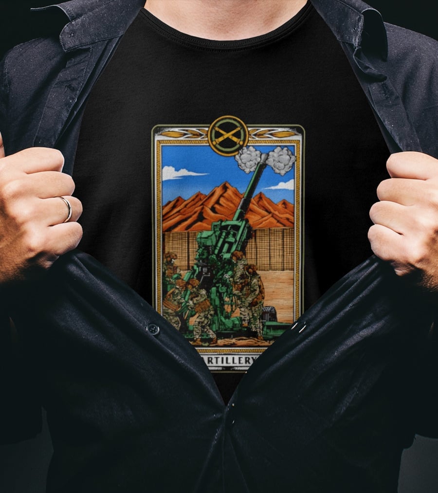 Artillery Cannon With Soldiers In Action Military Tableau T-Shirt
