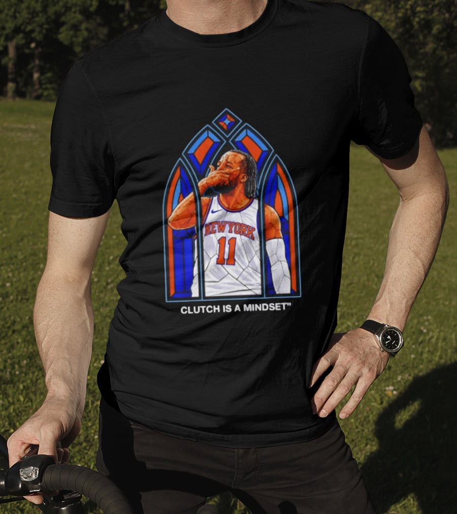 New York Knicks Jalen Brunson Number 11 Clutch Is A Mindset Stained Glass T-Shirt