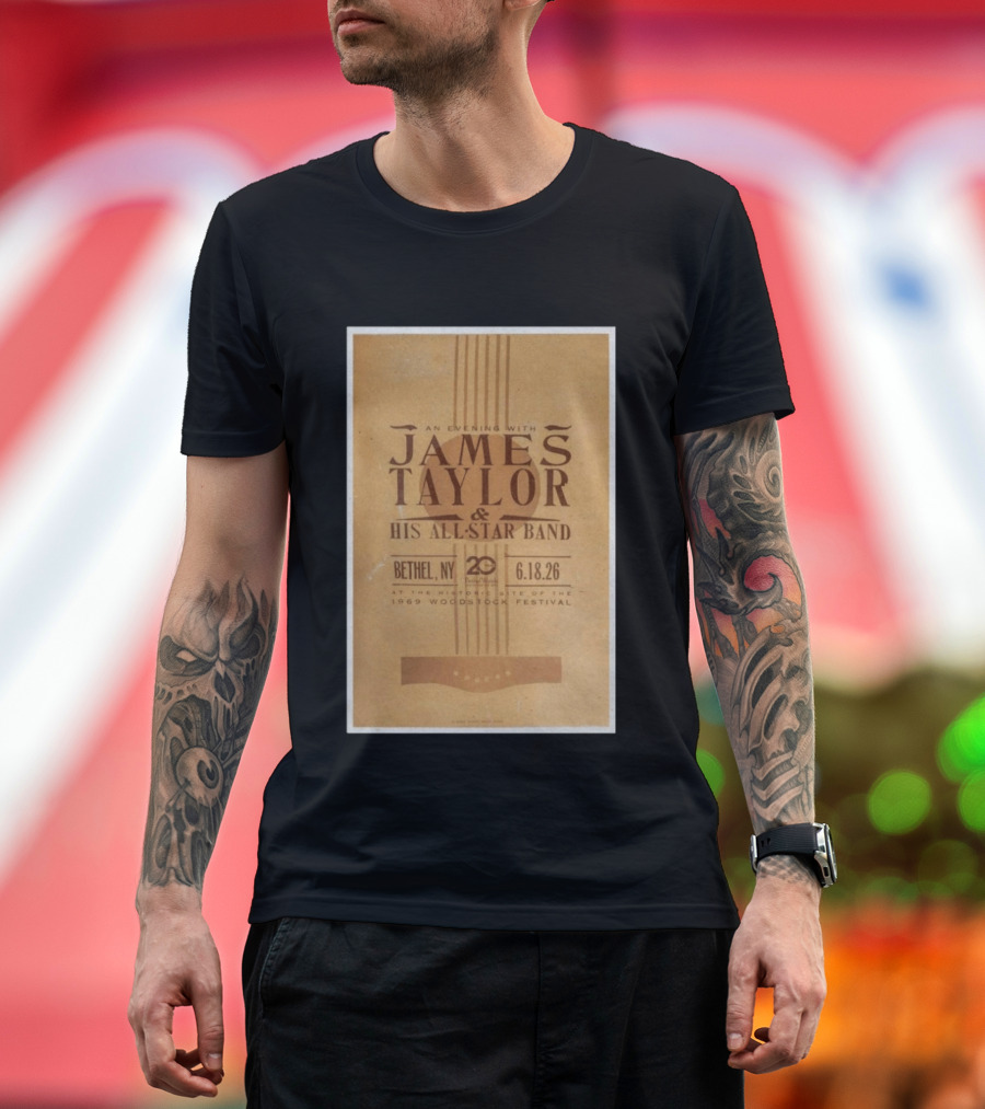 An Evening With James Taylor His All Star Band Bethel NY June 18 2026 Woodstock Festival T-Shirt