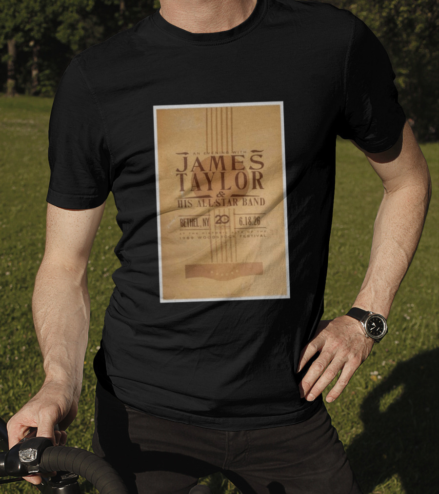 An Evening With James Taylor His All Star Band Bethel NY June 18 2026 Woodstock Festival T-Shirt