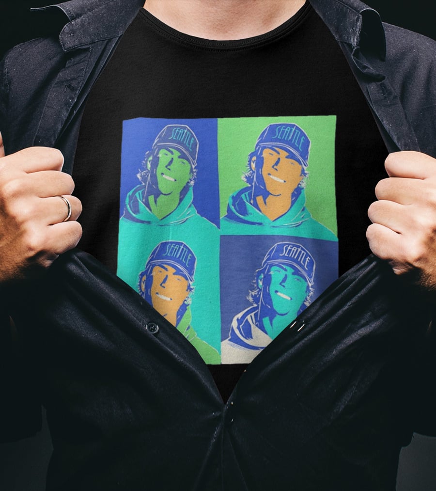 Bryan Woo Seattle Mariners Pop Art MLB Baseball T-Shirt