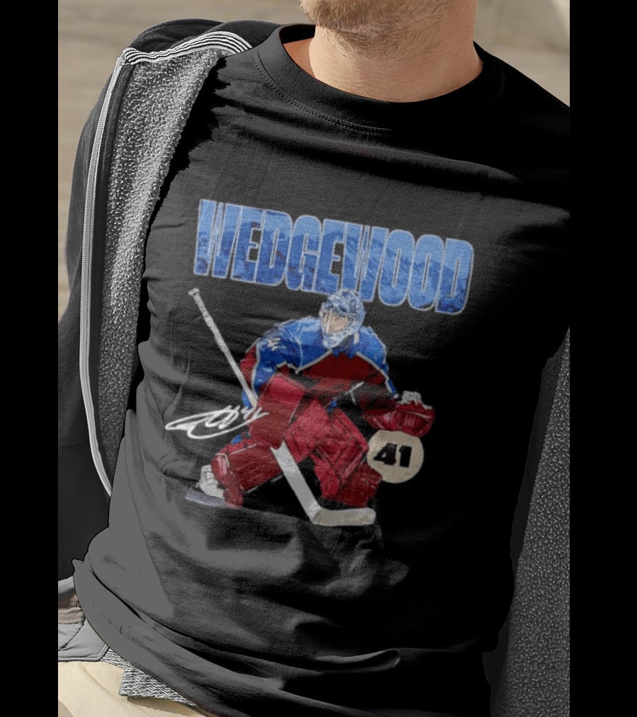 Scott Wedgewood 41 Hockey Goalie Action Colorado Mountains T-Shirt