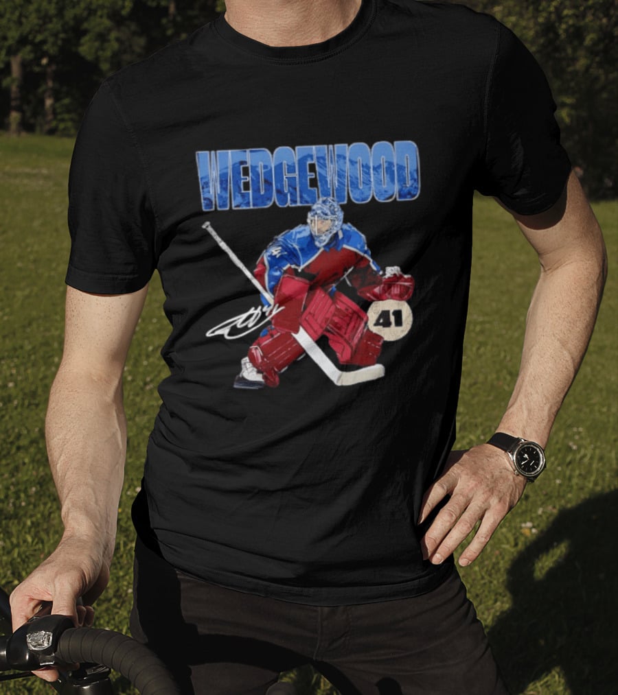 Scott Wedgewood 41 Hockey Goalie Action Colorado Mountains T-Shirt