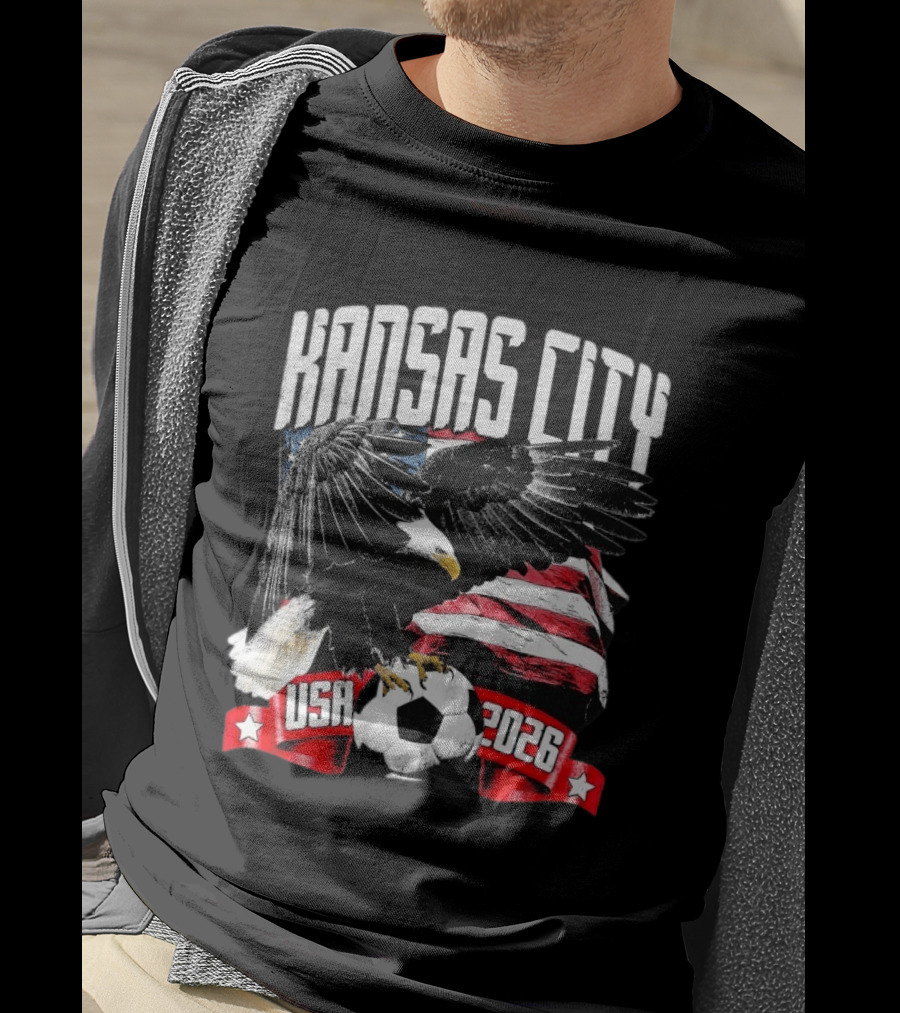 Kansas City USA 2026 Bald Eagle American Flag Soccer Ball T-Shirt