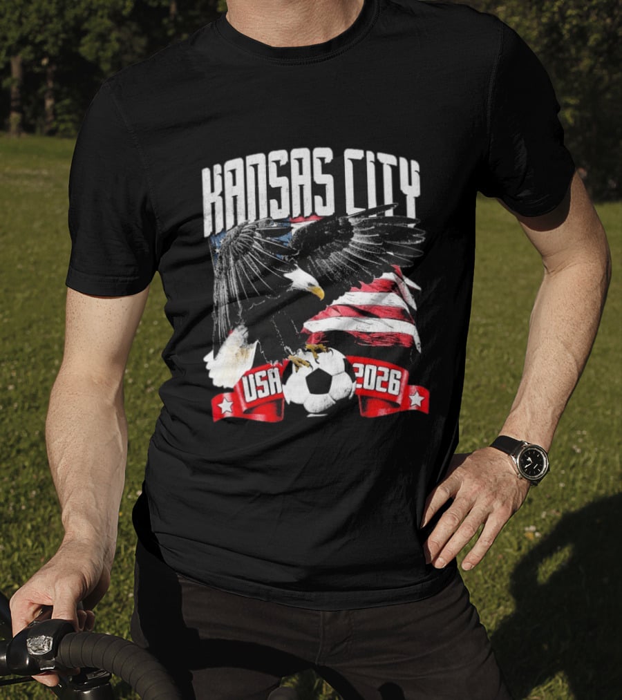 Kansas City USA 2026 Bald Eagle American Flag Soccer Ball T-Shirt