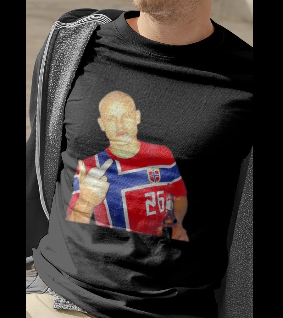 Erling Haaland Norway National Football Team 26 Middle Finger Gesture Jersey T-Shirt