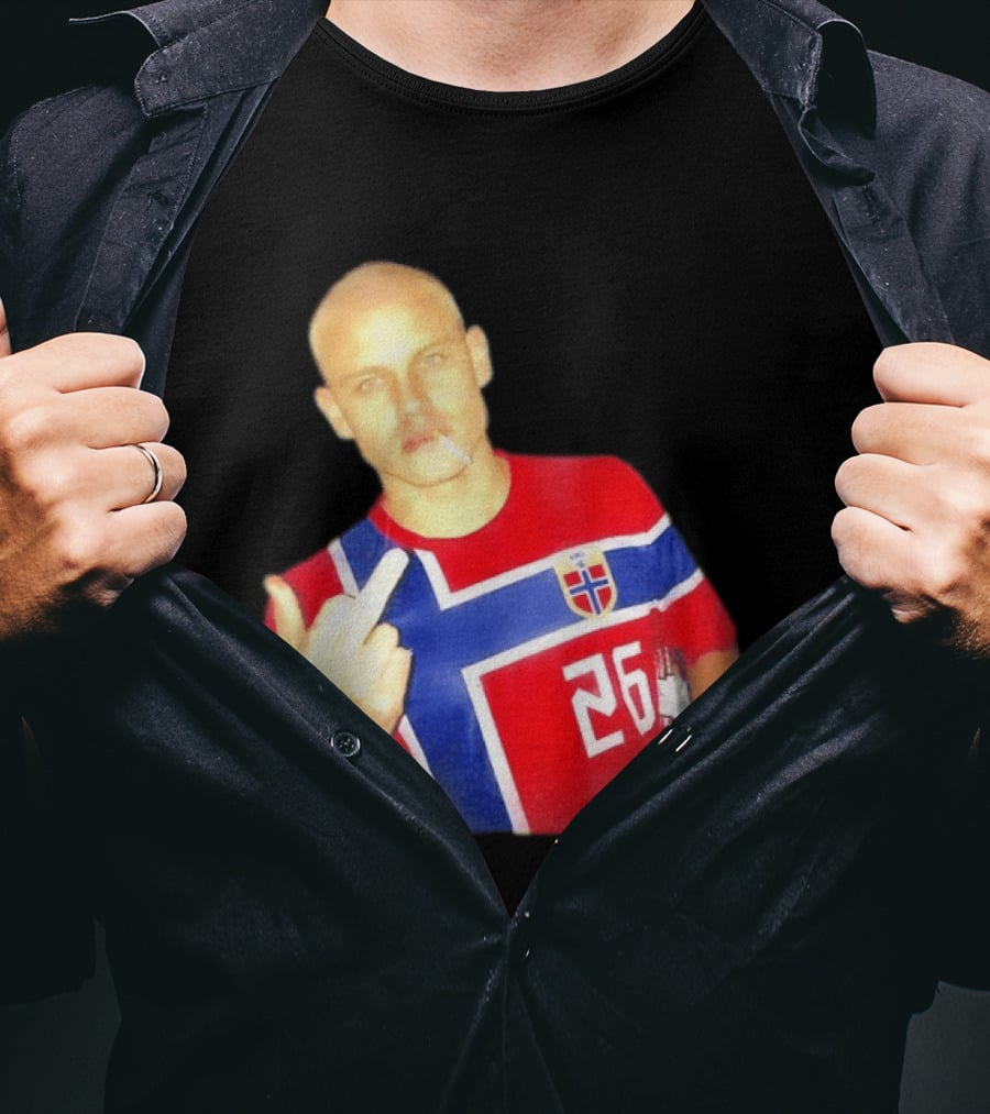 Erling Haaland Norway National Football Team 26 Middle Finger Gesture Jersey T-Shirt