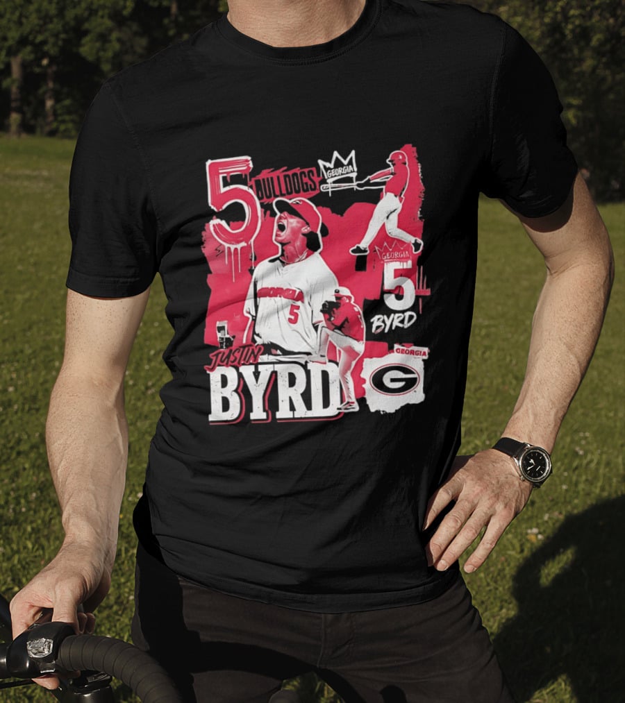 Georgia Bulldogs Justin Byrd 5 Baseball Champion Fan Gear T-Shirt