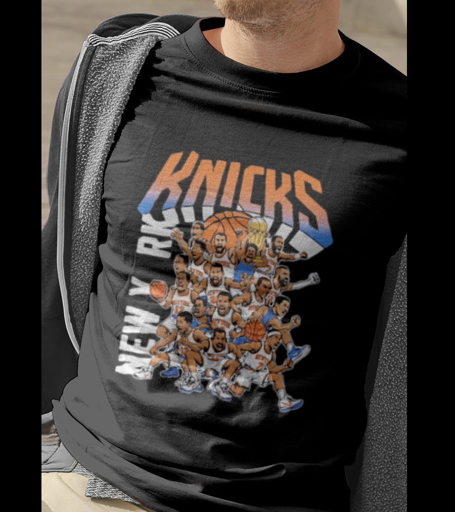 New York Knicks Comic Style Team Collage Basketball Players T-Shirt