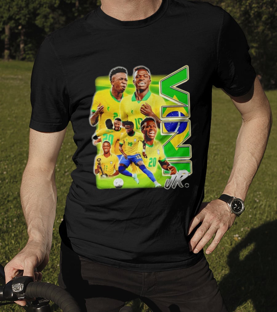 Vinicius Junior Brazil Number 10 Yellow Green Soccer Team Collage T-Shirt