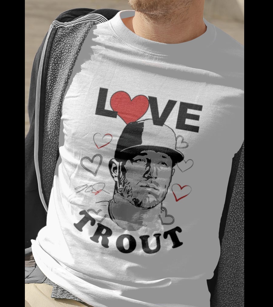 Love Mike Trout Los Angeles Angels Heart Baseball Player T-Shirt