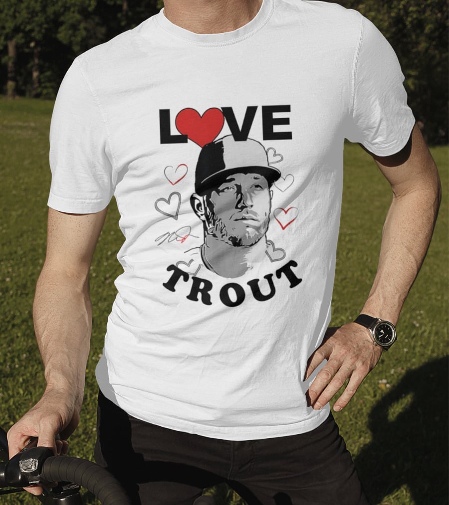 Love Mike Trout Los Angeles Angels Heart Baseball Player T-Shirt